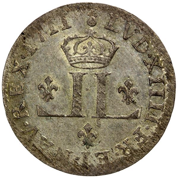 FRANCE: Louis XIV, 1643-1715, 30 deniers, Metz, 1711-AA, Unc