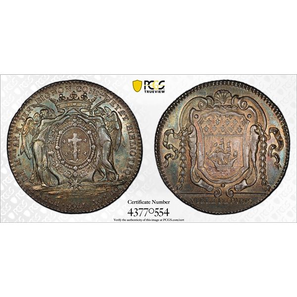 FRANCE: Louis XV, 1715-1774, AR jeton, 1765, PCGS AU58