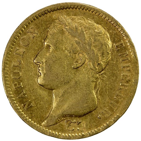 FRANCE: Napoleon I, as Emperor, 1804-1814, AV 40 francs, 1811-A, F-VF