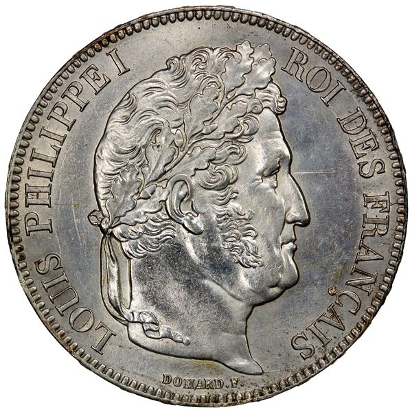 FRANCE: Louis Philippe, 1830-1848, AR 5 francs, 1839-B, Unc