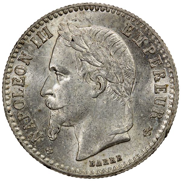 FRANCE: Napoleon III, 1852-1870, AR 50 centimes, 1867-BB, Unc
