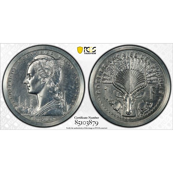 FRENCH SOMALILAND: French Overseas Territory, franc, 1948, PCGS Specimen 64
