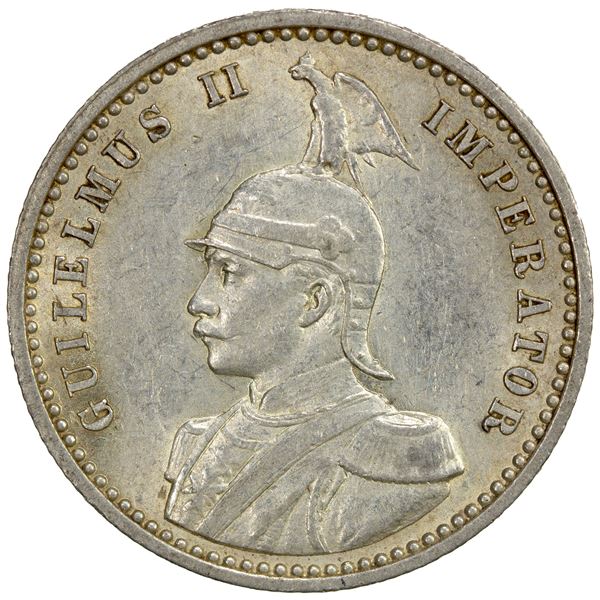 GERMAN EAST AFRICA: Wilhelm II, 1888-1918, AR ¼ rupie, 1891, Choice EF