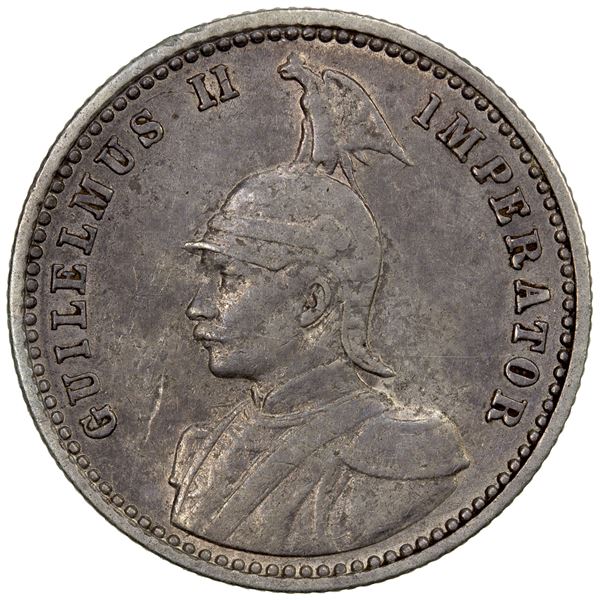 GERMAN EAST AFRICA: Wilhelm II, 1888-1918, AR ¼ rupie, 1907-J, VF-EF