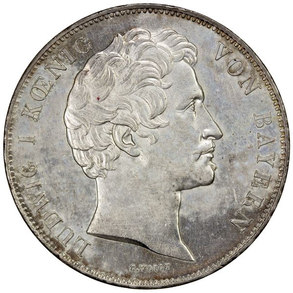 BAVARIA: Ludwig I, 1825-1848, AR 2 thaler, 1838, AU