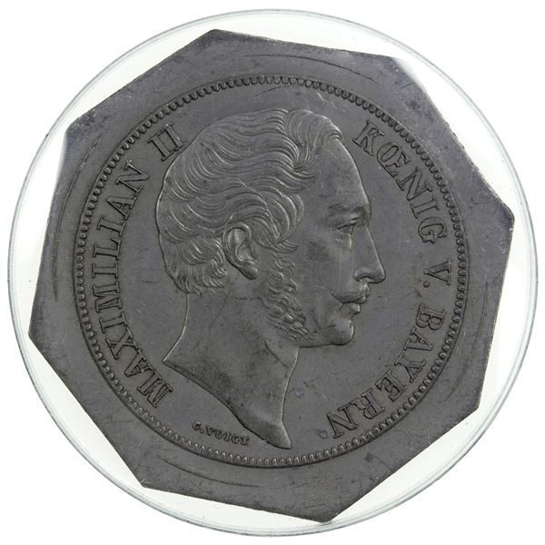 BAVARIA: Maximilian II, 1848-1864, gulden (6.83g), ND, AU