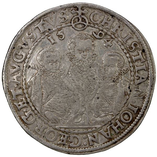 SAXONY: Christian II, Johann Georg I, and August, 1591-1611, AR thaler (29.04g), 1594, VF