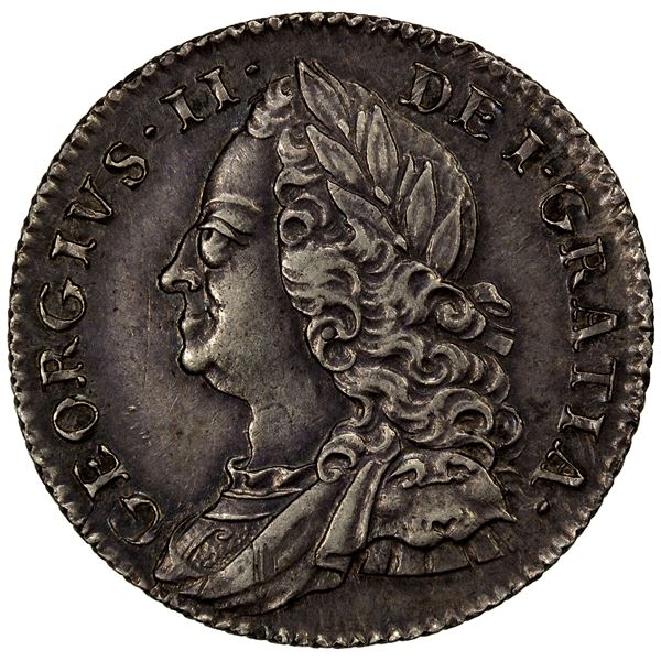 GREAT BRITAIN: George II, 1727-1760, AR sixpence, 1757, EF