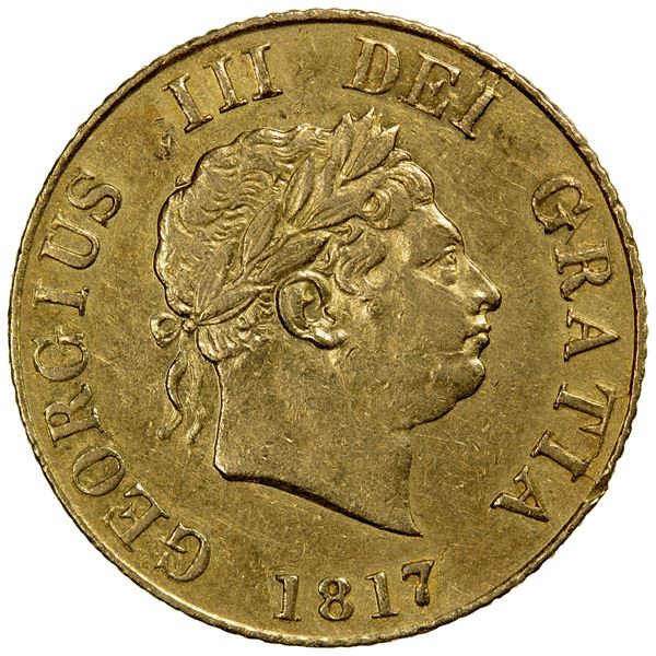 GREAT BRITAIN: George III, 1760-1820, AV ½ sovereign, 1817, VF-EF