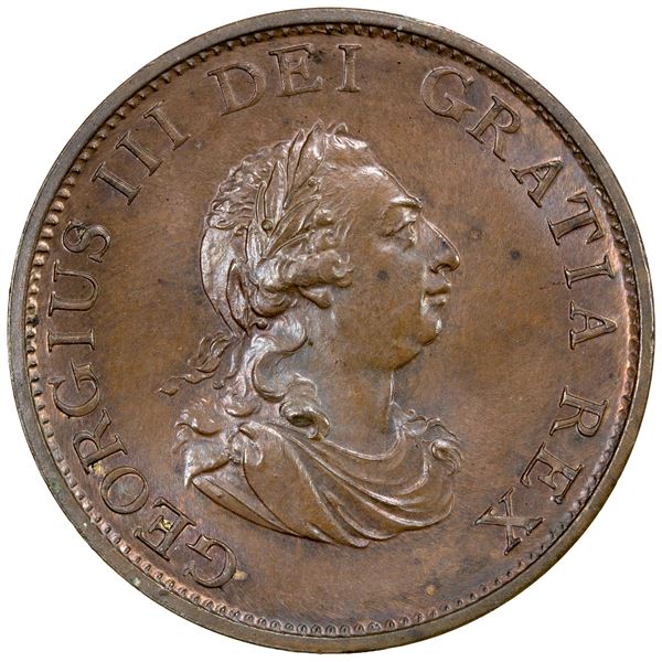 GREAT BRITAIN: George III, 1760-1820, ½ penny, 1799, Unc