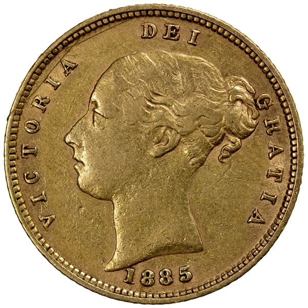 GREAT BRITAIN: Victoria, 1837-1901, AV ½ sovereign, 1885, VF