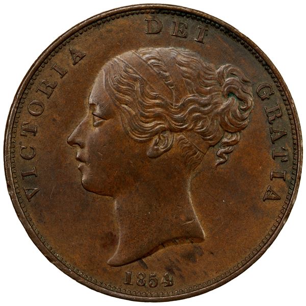 GREAT BRITAIN: Victoria, 1837-1901, AE penny, 1854, EF-AU