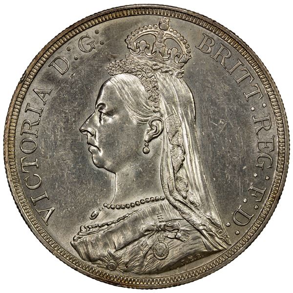 GREAT BRITAIN: Victoria, 1837-1901, AR crown, 1887, Choice AU