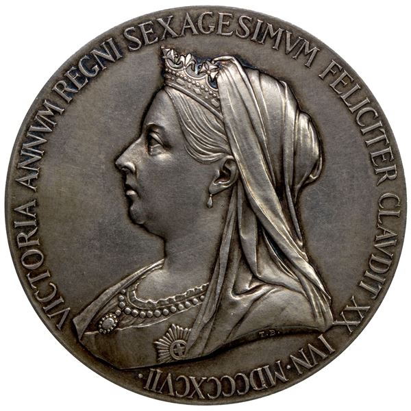 GREAT BRITAIN: Victoria, 1837-1901, AR medal (84.05g), 1897, Choice EF
