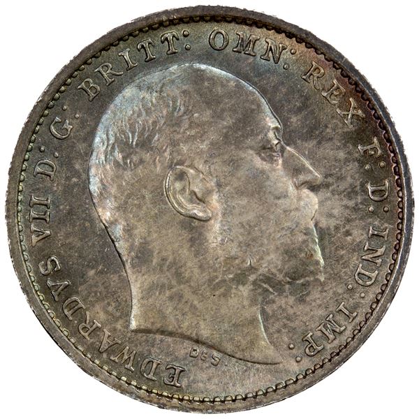 GREAT BRITAIN: Edward VII, 1901-1910, AR 2 pence, 1905, prooflike BU
