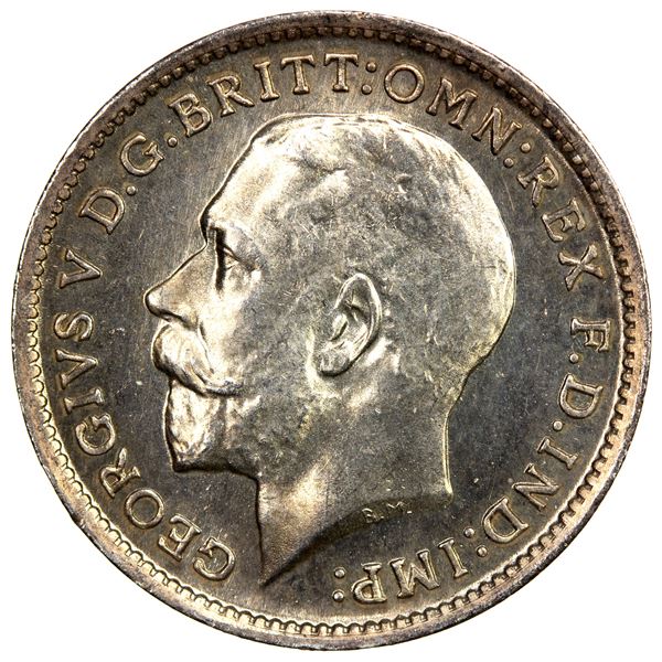 GREAT BRITAIN: George V, 1910-1936, AR 3 pence, 1914, prooflike BU
