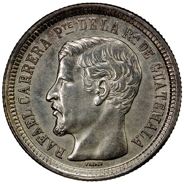 GUATEMALA: Republic, AR 2 reales, 1865-R, AU