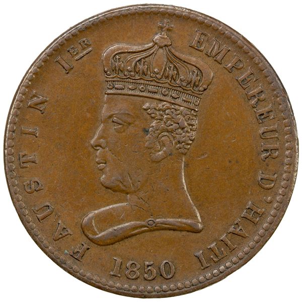 HAITI: Faustin I, 1849-1858, AE 6¼ centimes, 1850, EF