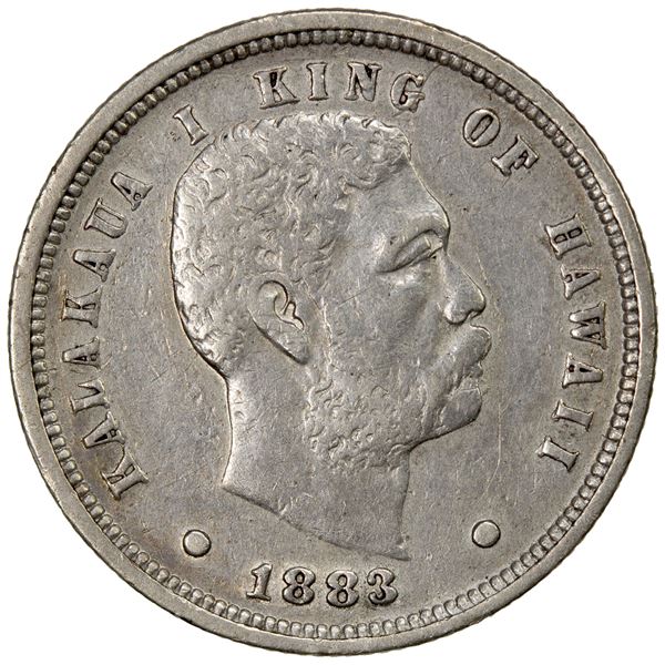 HAWAII: Kalakaua, 1874-1891, AR 10 cents, 1883, Choice VF