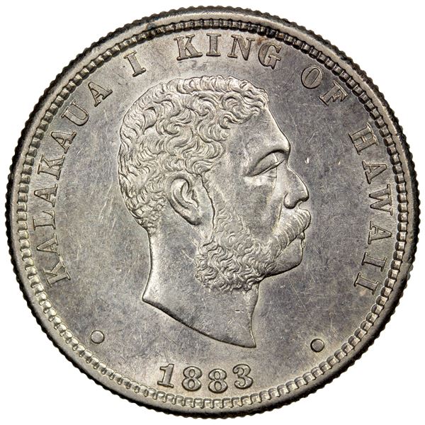 HAWAII: Kalakaua, 1874-1891, AR ¼ dollar, 1883, AU