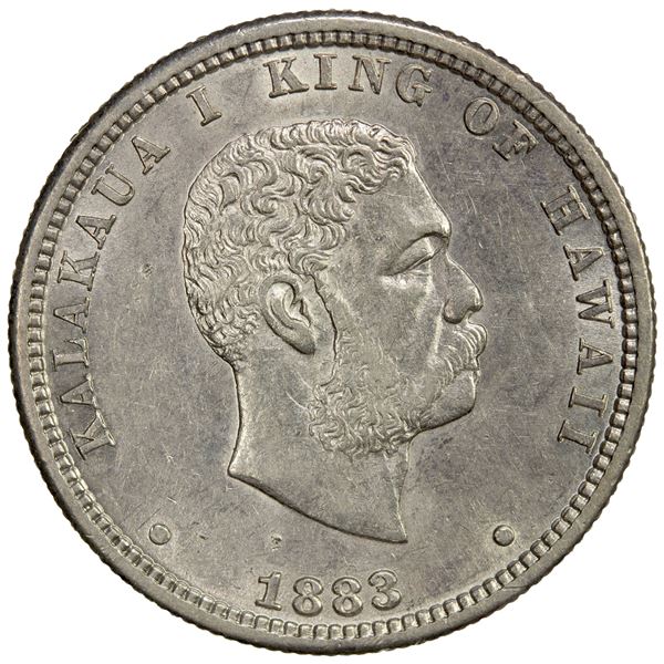 HAWAII: Kalakaua, 1874-1891, AR ¼ dollar, 1883, Choice EF