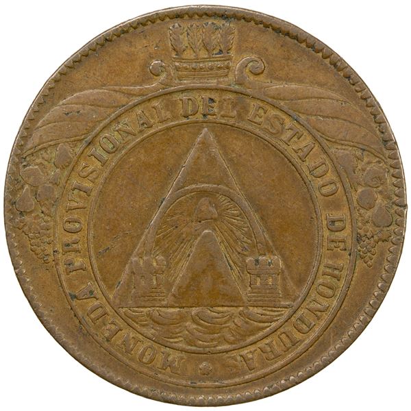 HONDURAS: State of Honduras, AE 4 pesos, 1862-T, VF