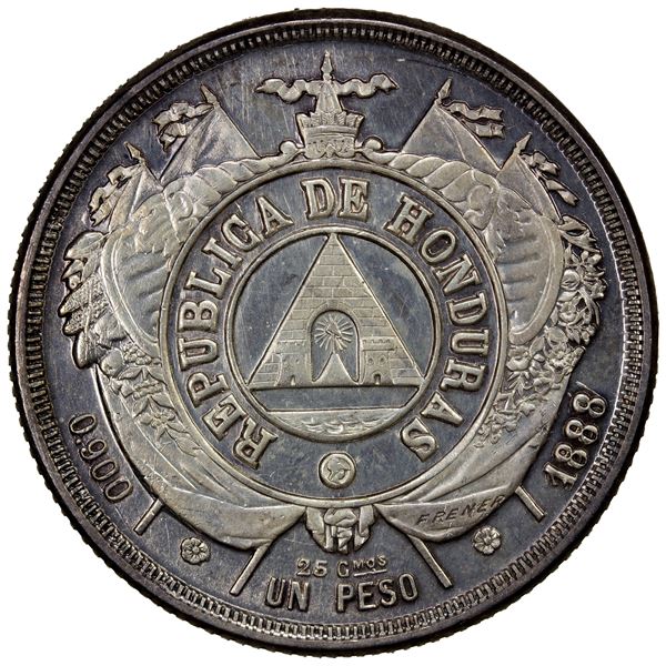 HONDURAS: Republic, AR peso, 1888/7, EF-AU