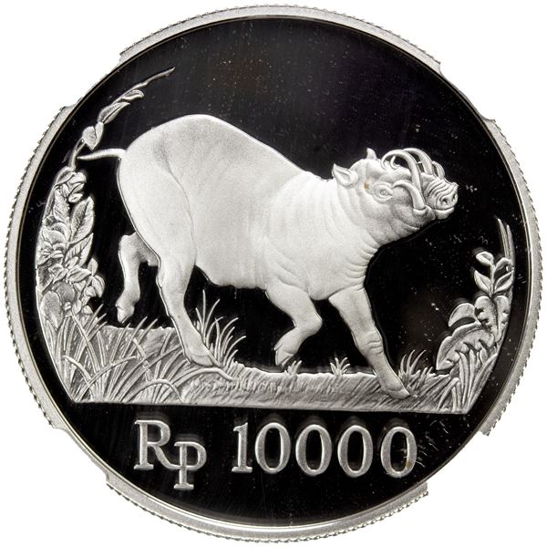 INDONESIA: Republic, AR 10,000 rupiah, 1987, NGC Proof 70 Ultra Cameo