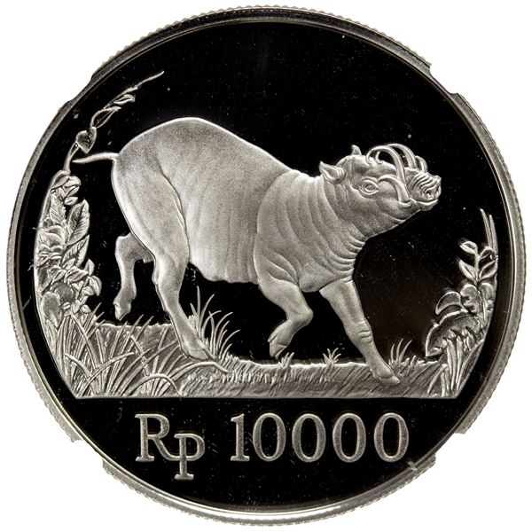 INDONESIA: Republic, AR 10,000 rupiah, 1987, NGC Proof 68 Ultra Cameo