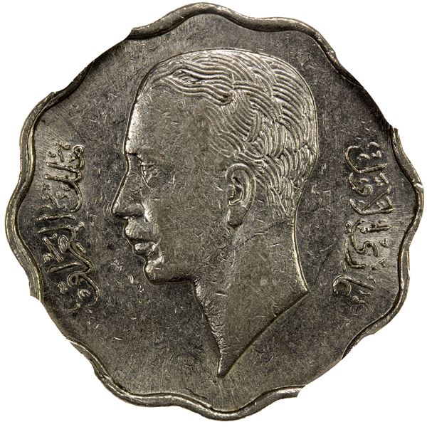 IRAQ: Ghazi I, 1933-1939, nickel 4 fils, 1938/AH1357, NGC AU58