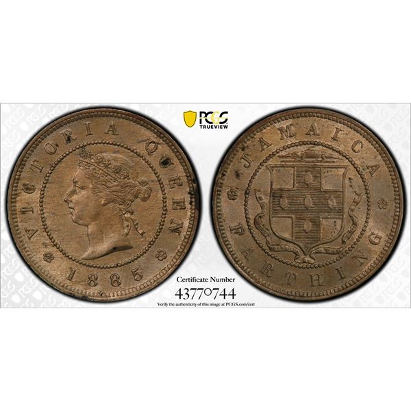 JAMAICA: Victoria, 1837-1901, 1 farthing, 1885, PCGS MS64