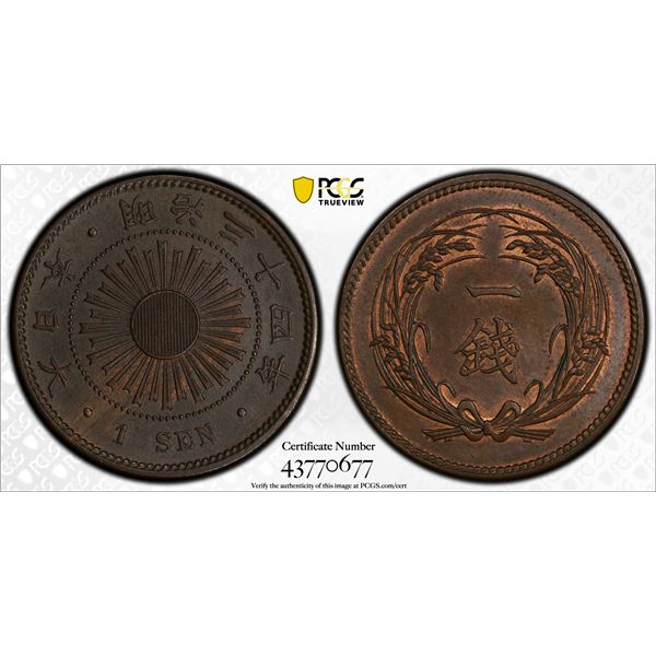 JAPAN: Meiji, 1868-1912, AE sen, year 34 (1901), PCGS MS64 BN