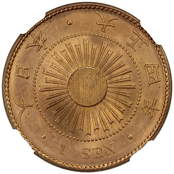 JAPAN: Taisho, 1912-1926, AE sen, year 4 (1915), PCGS MS66 RB