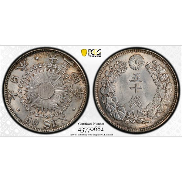 JAPAN: Taisho, 1912-1926, AR 50 sen, year 4 (1915), PCGS MS63