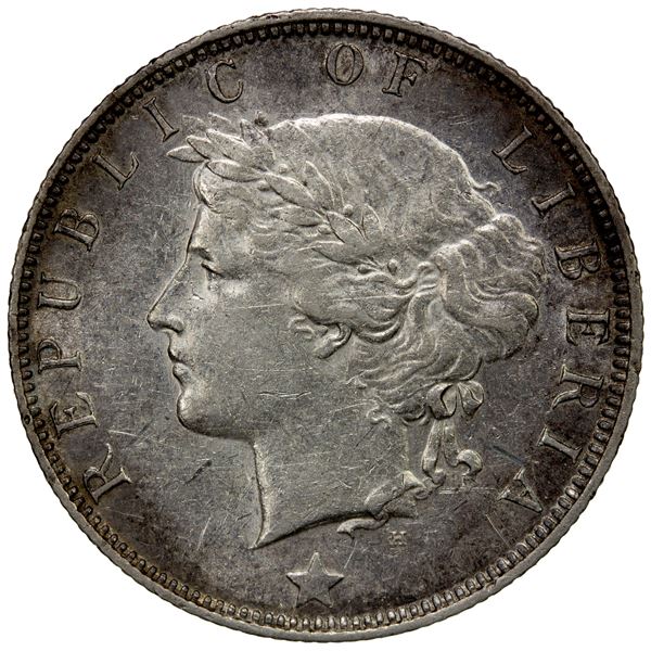 LIBERIA: Republic, AR 25 cents, 1906-H, Choice EF