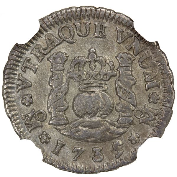MEXICO: Felipe V, 1700-1746, AR ½ real, 1735/4-Mo, NGC AU details