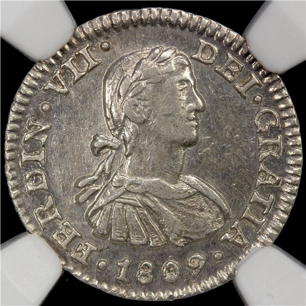MEXICO: Fernando VII, 1808-1821, AR ½ real, 1809-Mo, NGC AU55