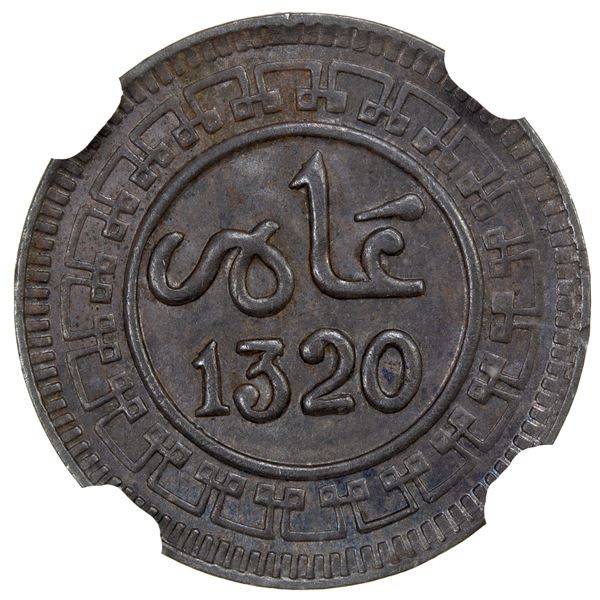 MOROCCO: muzuna, Birmingham, AH1320, NGC MS63 BN