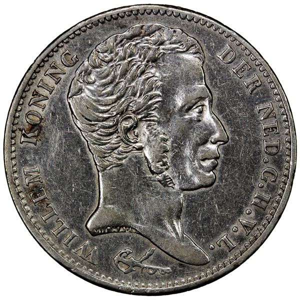 NETHERLANDS: Willem I, 1815-1840, AR gulden, 1824, VF-EF