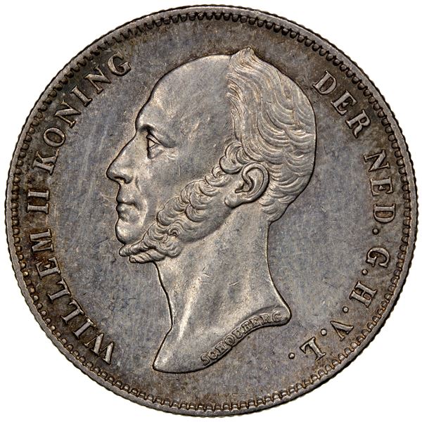 NETHERLANDS: Willem II, 1840-1849, AR ½ gulden, 1848/7, Choice EF