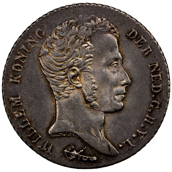 NETHERLANDS EAST INDIES: Willem I, 1815-1840, AR gulden, 1839, AU