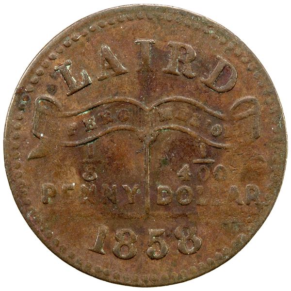 NIGERIA: Macgregor Laird, 1/8 penny token (1.53g), 1858/AH1274, VF