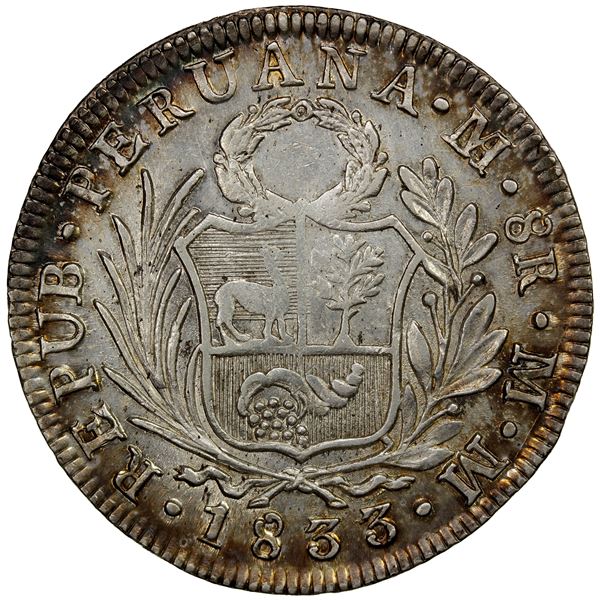 PERU: Republic, AR 8 reales, 1833, EF-AU