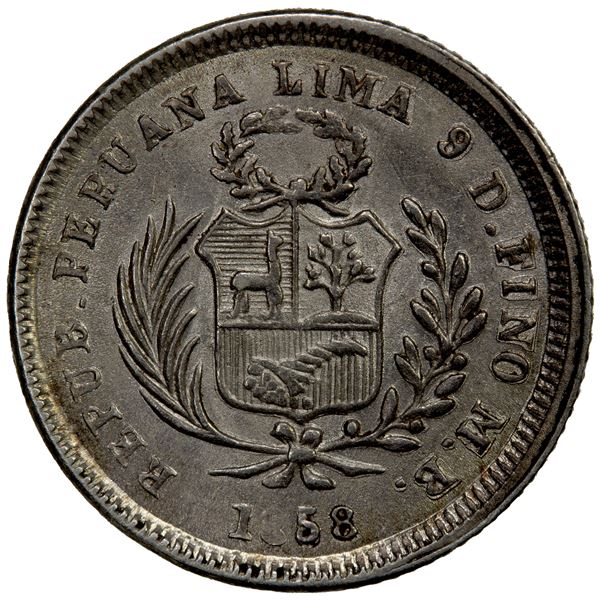 PERU: Republic, AR ½ real, 1858/68, EF-AU