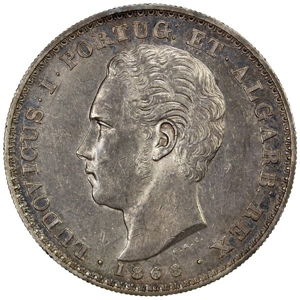 PORTUGAL: Luiz I, 1861-1889, AR 500 reis, 1868, AU