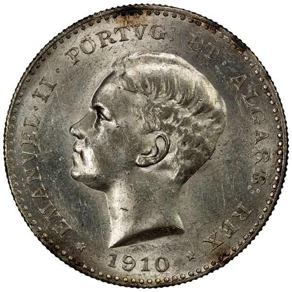 PORTUGAL: Manuel II, 1908-1910, AR 1000 reis, 1910, AU
