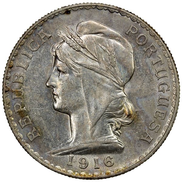 PORTUGAL: Republic, AR escudo, 1916, AU