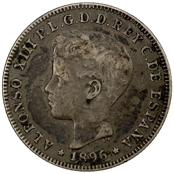 PUERTO RICO: Alfonso XIII, 1886-1931, AR 40 centavos, 1896, VF