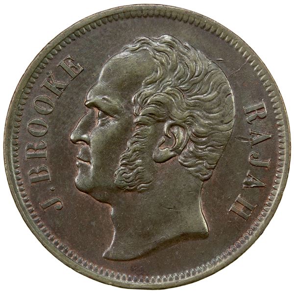 SARAWAK: James Brooke, 1841-1868, AE cent, 1863, EF-AU