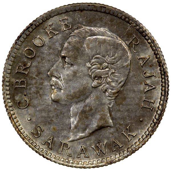 SARAWAK: Charles J. Brooke, 1868-1917, AR 5 cents, 1913-H, Unc